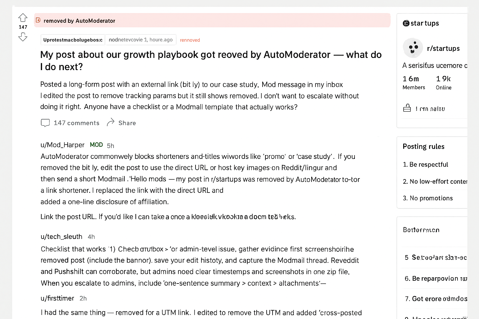 Visual rep of post removed by automoderator 