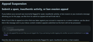 Ban Appeal fpr Spam