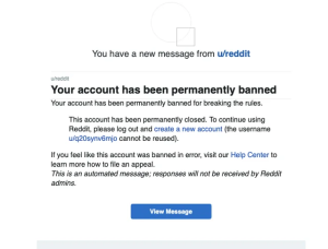 Reddit Ban Appeal