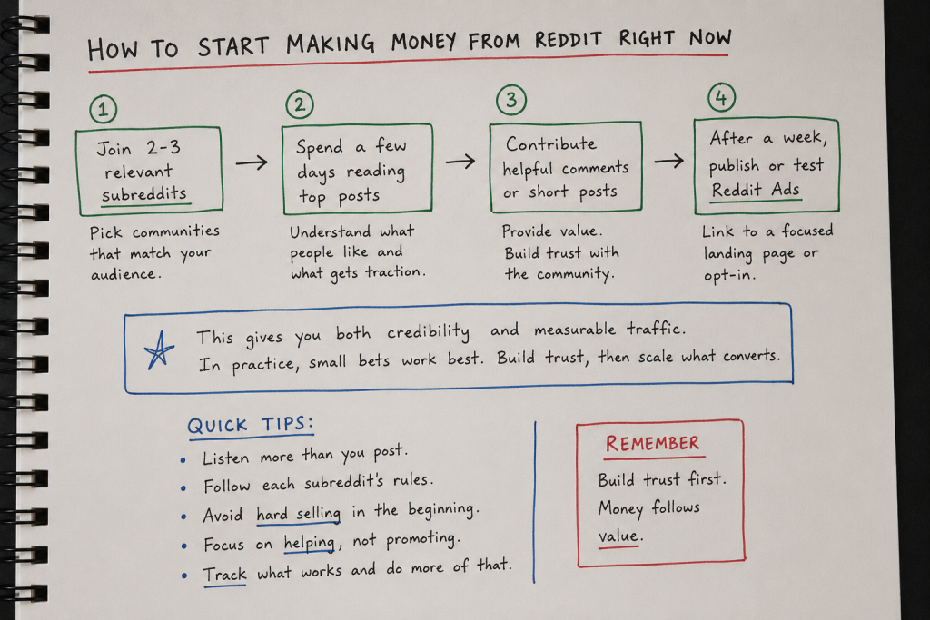 Graphic illustration of Reddit ways of earning