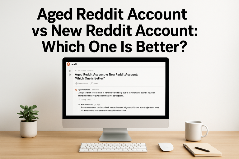 Illustration showing Aged Reddit Account vs New Reddit Account: