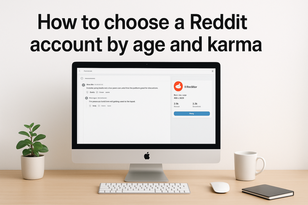 Illustration showing how to choose a Reddit account by age and karma