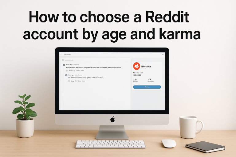 Illustration showing how to choose a Reddit account by age and karma